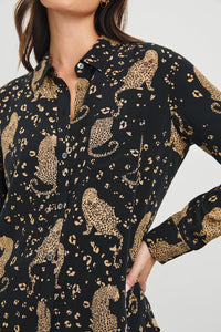 Rails Kate Silk Blouse in Noir Leopard