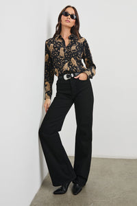 Rails Kate Silk Blouse in Noir Leopard