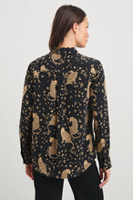 Load image into Gallery viewer, Rails Kate Silk Blouse in Noir Leopard
