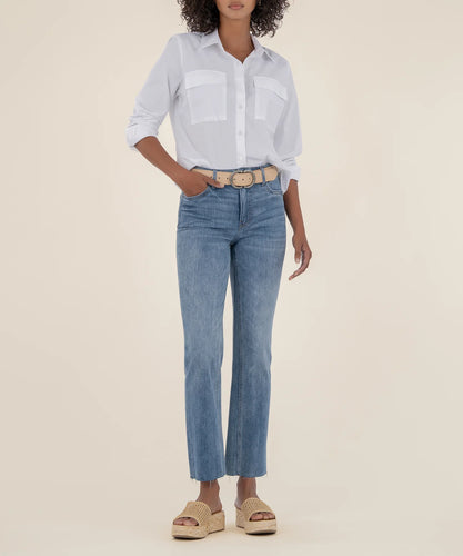 Kut From The Kloth Kelsey High Rise Ankle Flare Jeans in Acceptance