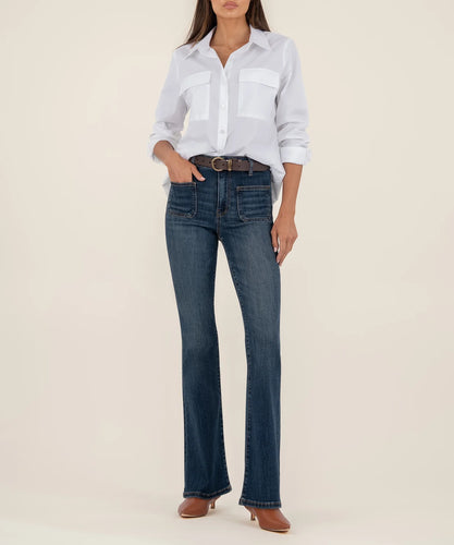 Kut From The Kloth Ana High Rise Flare Jeans in Deductive