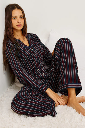 Rails Luna Pajama Set in Navy Oxblood Stripe