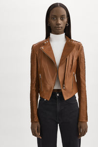 LAMARQUE Azra Leather Jacket in Luggage