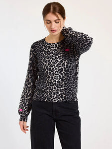 WSPR by Brodie Lydia Leopard Crew top in Ivory/Silver Birch