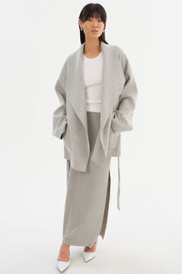 LAMARQUE Mekia Double Face Wool Coat in Light Grey