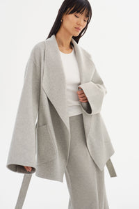 LAMARQUE Mekia Double Face Wool Coat in Light Grey