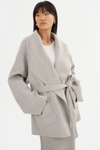 LAMARQUE Mekia Double Face Wool Coat in Light Grey