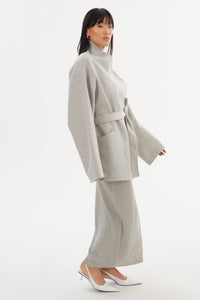 LAMARQUE Mekia Double Face Wool Coat in Light Grey