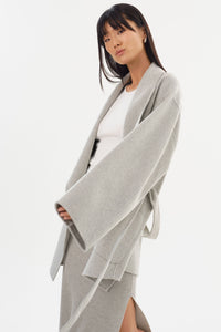 LAMARQUE Mekia Double Face Wool Coat in Light Grey