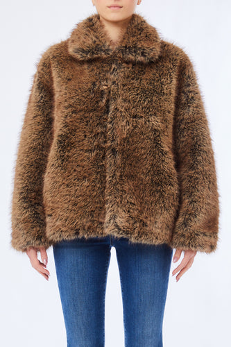 LIU JO Faux Fur Coat in Brown Wolf