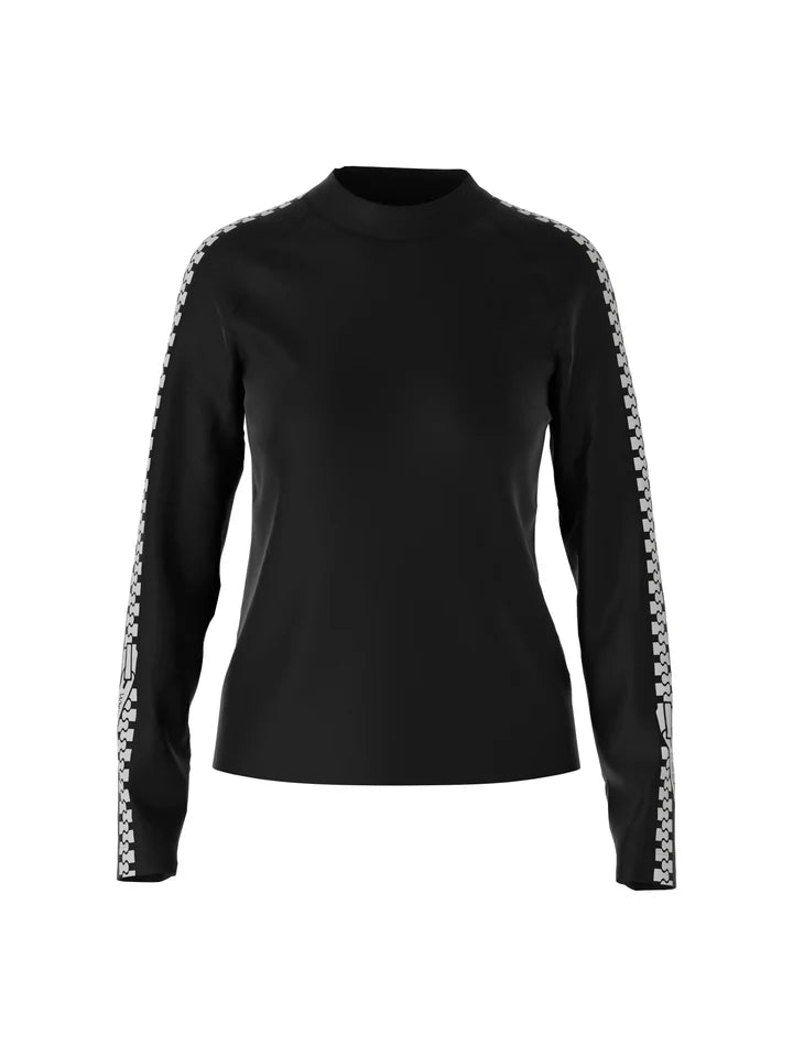 Marc Cain Zipper Print Sleeve Sweater in Black