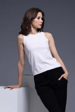 Load image into Gallery viewer, Minnie Rose Viscose Crew Tank in White
