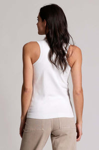 Minnie Rose Viscose Crew Tank in White