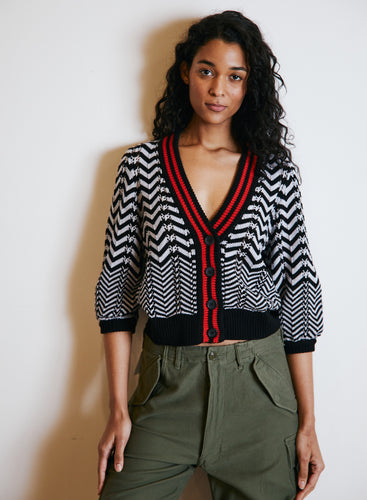 Autumn Cashmere Chevron Stitch Cardigan