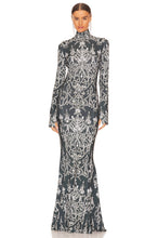 Load image into Gallery viewer, Norma Kamali Long Sleeve Turtle Fishtail Gown in Dark Jewels
