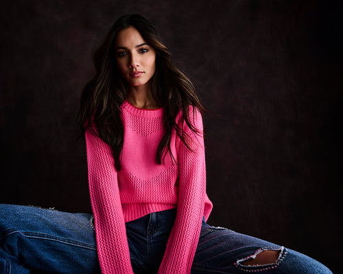 Lisa Todd Open For Love Cashmere Sweater in Neon Pink