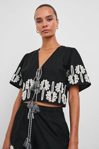 Rails Pari Top in Black Ivory Palm Trees