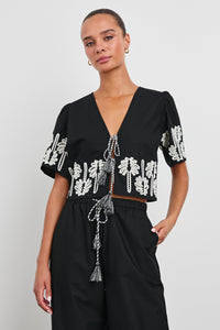 Rails Pari Top in Black Ivory Palm Trees