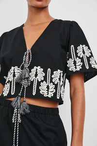 Rails Pari Top in Black Ivory Palm Trees