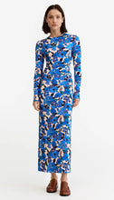 Load image into Gallery viewer, Smythe Ruched Crewneck Midi Dress in Blush/Blue
