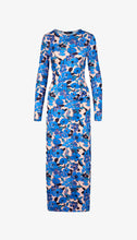 Load image into Gallery viewer, Smythe Ruched Crewneck Midi Dress in Blush/Blue

