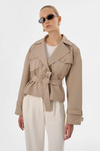 Load image into Gallery viewer, LAMARQUE Quinn Cropped Trench Coat in Khaki
