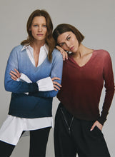 Load image into Gallery viewer, Autumn Cashmere Ombre Print Distressed Edge Sweater in Raw Denim Combo
