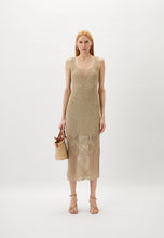 Load image into Gallery viewer, Twinset Sleeveless Knit Lurex Dress in Gold
