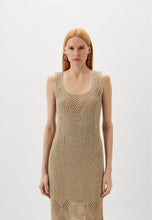 Load image into Gallery viewer, Twinset Sleeveless Knit Lurex Dress in Gold
