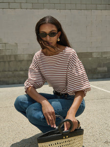 Nation Sandra Boatneck Top in Sable Stripe