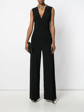 Load image into Gallery viewer, Norma Kamali Sleeveless V-Neck Shirred Waist Jumpsuit in Black
