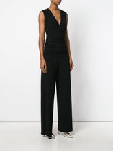 Load image into Gallery viewer, Norma Kamali Sleeveless V-Neck Shirred Waist Jumpsuit in Black
