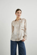 Load image into Gallery viewer, Rails Spencer Silk Blouse in Sandstone Stripe
