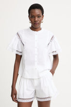Load image into Gallery viewer, Twinset Lace Trimmed Blouse in White
