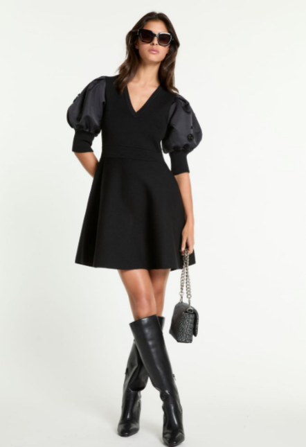 Liu Jo Balloon Sleeve Knit Dress in Black