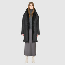 Load image into Gallery viewer, HiSO August Reversible Shearling Coat in Jet Black
