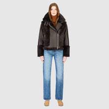 Load image into Gallery viewer, HiSO Soul Shearling Moto Jacket in Chocolate
