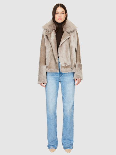 HiSO Soul Shearling Coat in Smoked Quartz