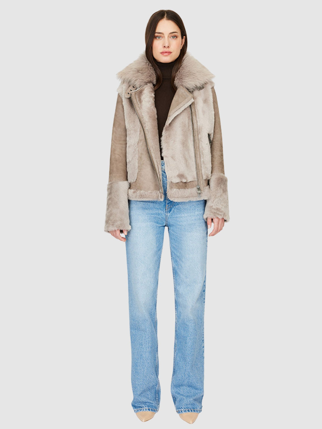 HiSO Soul Shearling Coat in Smoked Quartz