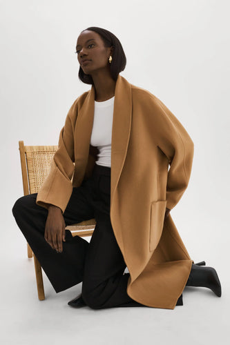 LAMARQUE Thara Double Face Wool Coat in Camel