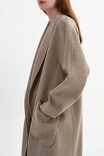 Load image into Gallery viewer, LAMARQUE Thara Shawl Collar Wool Coat in Heather Taupe

