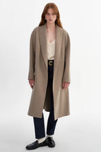 Load image into Gallery viewer, LAMARQUE Thara Shawl Collar Wool Coat in Heather Taupe
