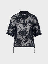 Load image into Gallery viewer, Marc Cain Mesh Palm Tree Print Polo Shirt in Midnight Blue
