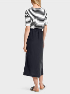 Marc Cain Crinkle Parachute Skirt in Midnight Blue