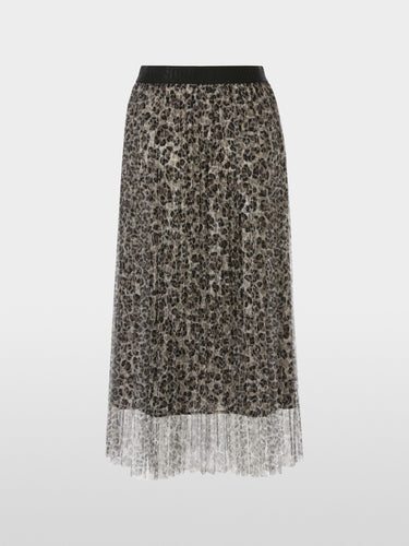 Marc Cain Pleated Tulle Skirt in Leopard