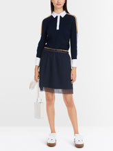 Load image into Gallery viewer, Marc Cain Pleated Net Skirt in Navy
