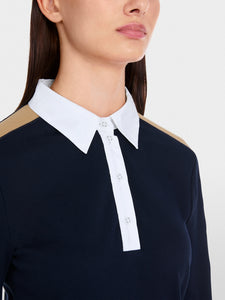 Marc Cain Colour Block Polo in Navy