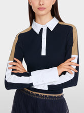 Load image into Gallery viewer, Marc Cain Colour Block Polo in Navy
