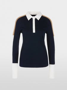 Marc Cain Colour Block Polo in Navy