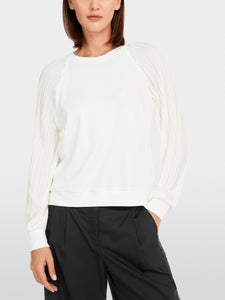 Marc Cain Pleated Sleeve Top in Off White